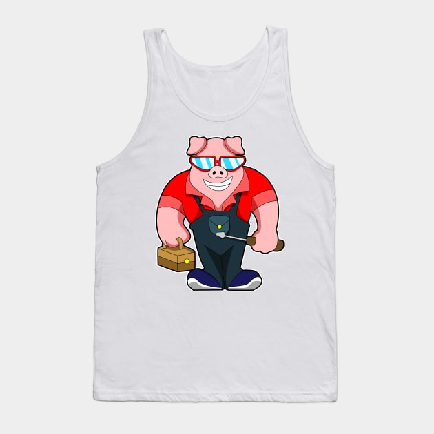 Pig as Mechatronics engineer with Tool box Tank Top by Markus Schnabel